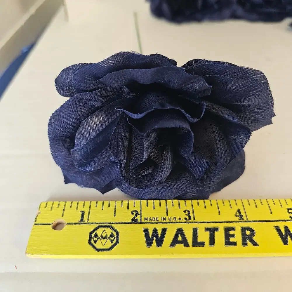 Navy Blue Artificial Roses 3in Fluffy Silk Flowers Stems Wedding Craft Lot of 20